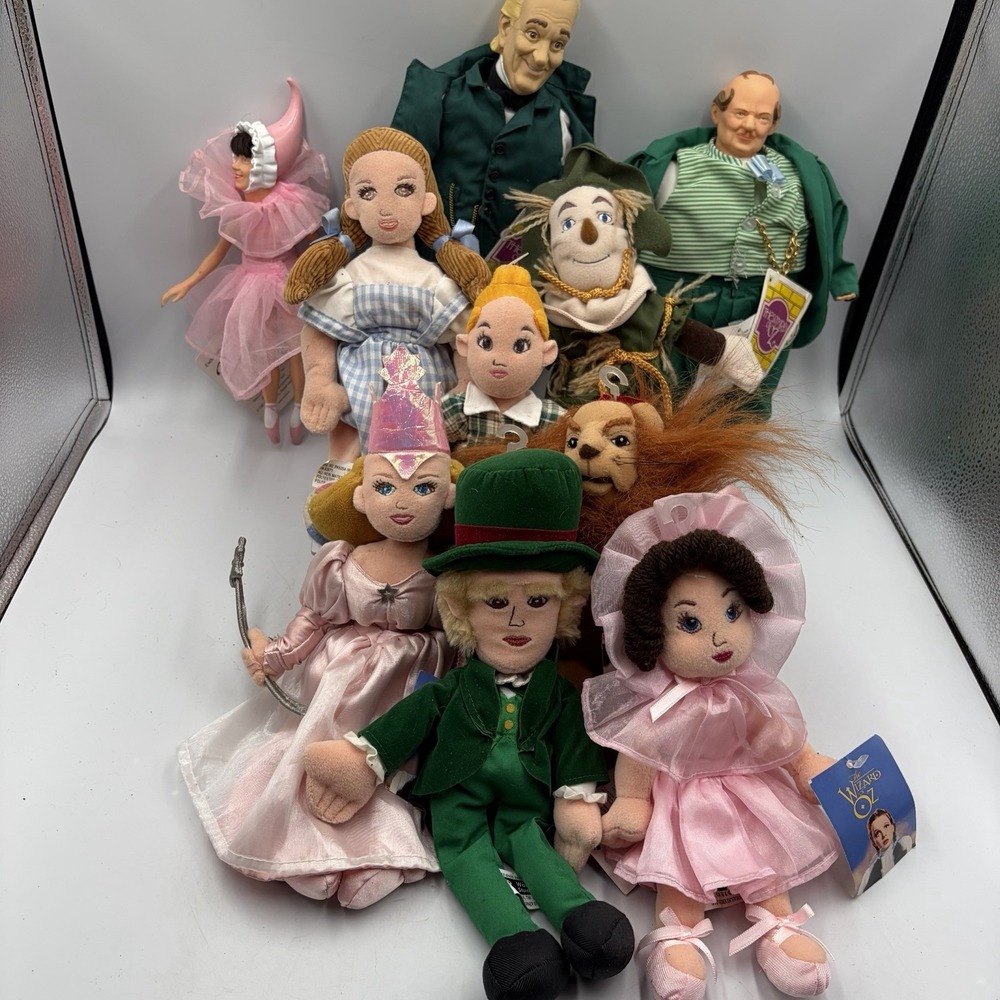 Wizard of Oz Beanie Plush Dolls Warner Bros. Studio 98 Dorthy Lion Glinda Mayor